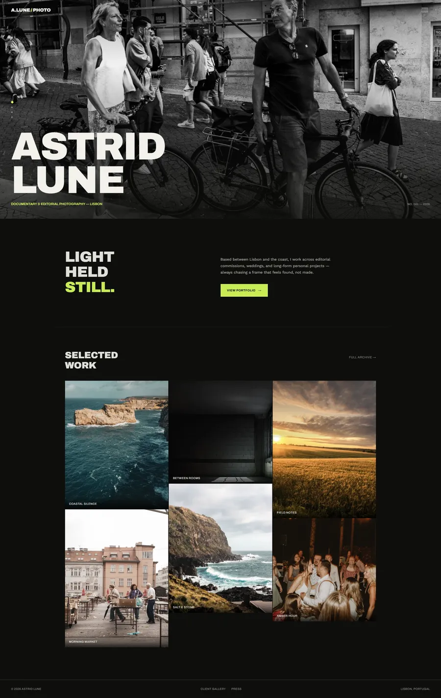 Aperture — Photography Portfolio Astro Theme screenshot